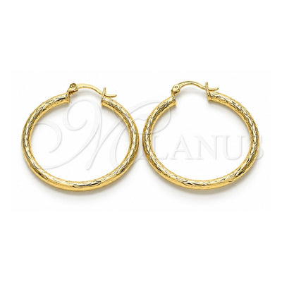 Oro Laminado Medium Hoop, Gold Filled Style Diamond Cutting Finish, Golden Finish, 02.213.0159.40
