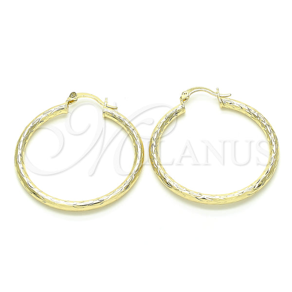 Gold Filled Hoop Earrings — Medium Hoop Diamond Cutting 02. — main product view — SKU 131626 | Oro Laminado aretes de aro — Medium Hoop Diamond Cutting 02. — SKU 131626