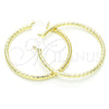 Oro Laminado Large Hoop, Gold Filled Style Hollow Design, Diamond Cutting Finish, Golden Finish, 02.213.0150.50