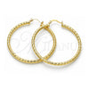 Oro Laminado Large Hoop, Gold Filled Style Hollow Design, Diamond Cutting Finish, Golden Finish, 02.213.0150.50