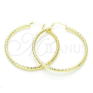 Gold Filled Hoop Earrings — Large Hoop Hollow Design Diamond Cutting 02. — main product view — SKU 131629 | Oro Laminado aretes de aro — Large Hoop Hollow diseño Diamond Cutting 02. — SKU 131629