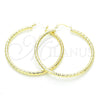 Oro Laminado Large Hoop, Gold Filled Style Hollow Design, Diamond Cutting Finish, Golden Finish, 02.213.0150.50