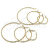 Oro Laminado Large Hoop, Gold Filled Style Hollow Design, Diamond Cutting Finish, Golden Finish, 02.213.0150.50