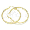 Oro Laminado Large Hoop, Gold Filled Style Hollow Design, Diamond Cutting Finish, Golden Finish, 02.213.0154.50