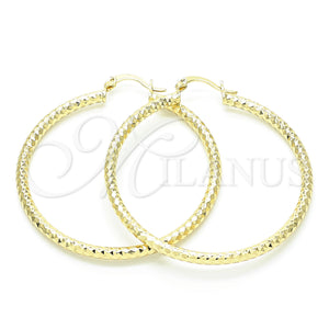 Gold Filled Hoop Earrings — Large Hoop Hollow Design Diamond Cutting 02. — main product view — SKU 131630 | Oro Laminado aretes de aro — Large Hoop Hollow diseño Diamond Cutting 02. — SKU 131630