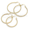 Oro Laminado Large Hoop, Gold Filled Style Hollow Design, Diamond Cutting Finish, Golden Finish, 02.213.0154.50