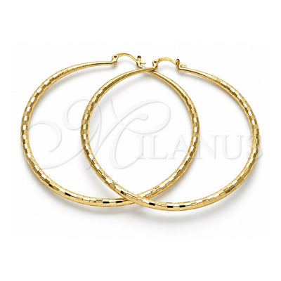 Oro Laminado Extra Large Hoop, Gold Filled Style Diamond Cutting Finish, Golden Finish, 02.213.0161.70