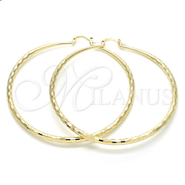 Gold Filled Hoop Earrings — Extra Large Hoop Diamond Cutting 02. — main product view — SKU 131632 | Oro Laminado aretes de aro — Extra Large Hoop Diamond Cutting 02. — SKU 131632