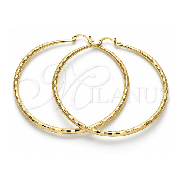 Oro Laminado Extra Large Hoop, Gold Filled Style Diamond Cutting Finish, Golden Finish, 02.213.0161.70