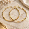 Oro Laminado Extra Large Hoop, Gold Filled Style Diamond Cutting Finish, Golden Finish, 02.213.0164.70