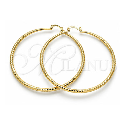 Oro Laminado Extra Large Hoop, Gold Filled Style Diamond Cutting Finish, Golden Finish, 02.213.0164.70