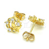 Oro Laminado Stud Earring, Gold Filled Style Butterfly Design, with White Cubic Zirconia, Polished, Golden Finish, 02.156.0376