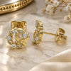 Oro Laminado Stud Earring, Gold Filled Style Butterfly Design, with White Cubic Zirconia, Polished, Golden Finish, 02.156.0376