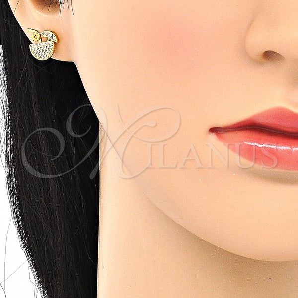 Gold Filled Ring — Stud Earring with White Cubic Zirconia Polished 02. — alternate product view — SKU 131647 | Oro Laminado anillo — Stud Earring with blanco Cubic Zirconia pulido 02. — SKU 131647