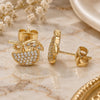 Oro Laminado Stud Earring, Gold Filled Style with White Cubic Zirconia, Polished, Golden Finish, 02.156.0381