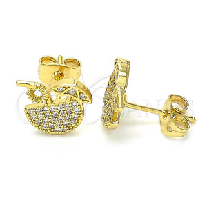 Gold Filled Ring — Stud Earring with White Cubic Zirconia Polished 02. — main product view — SKU 131647 | Oro Laminado anillo — Stud Earring with blanco Cubic Zirconia pulido 02. — SKU 131647