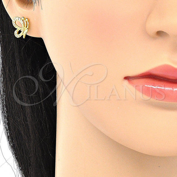 Gold Filled Ring — Stud Earring Butterfly Design with White Cubic Zirconia — alternate product view — SKU 131653 | Oro Laminado anillo — Stud Earring Butterfly diseño with blanco Cubic Zirconia — SKU 131653