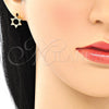 Oro Laminado Stud Earring, Gold Filled Style Star of David Design, with White Micro Pave, Polished, Golden Finish, 02.156.0392