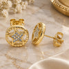 Oro Laminado Stud Earring, Gold Filled Style Star Design, with White Crystal, Polished, Golden Finish, 02.156.0395
