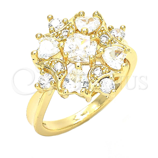 Gold Filled Ring — Multi Stone Ring Heart Design with White Cubic — main product view — SKU 131676 | Oro Laminado anillo — Multi Stone Ring corazón diseño with blanco Cubic — SKU 131676