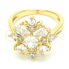 Oro Laminado Multi Stone Ring, Gold Filled Style Heart Design, with White Cubic Zirconia, Polished, Golden Finish, 01.221.0003.07 (Size 7)