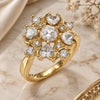 Oro Laminado Multi Stone Ring, Gold Filled Style Heart Design, with White Cubic Zirconia, Polished, Golden Finish, 01.221.0003.07 (Size 7)