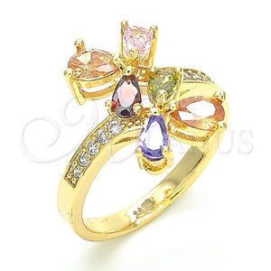 Gold Filled Ring — Multi Stone Ring Teardrop Design with Multicolor Cubic — main product view — SKU 131681 | Oro Laminado anillo — Multi Stone Ring Teardrop diseño with Multicolor Cubic — SKU 131681
