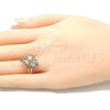 Oro Laminado Multi Stone Ring, Gold Filled Style with White Cubic Zirconia, Polished, Golden Finish, 01.221.0006.07 (Size 7)