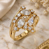 Oro Laminado Multi Stone Ring, Gold Filled Style with White Cubic Zirconia, Polished, Golden Finish, 01.221.0006.07 (Size 7)