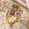 Oro Laminado Multi Stone Ring, Gold Filled Style with Multicolor Cubic Zirconia, Polished, Golden Finish, 01.221.0006.1.08 (Size 8)