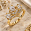 Oro Laminado Multi Stone Ring, Gold Filled Style Teardrop Design, with White Cubic Zirconia, Polished, Golden Finish, 01.221.0007.07 (Size 7)