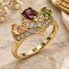 Oro Laminado Multi Stone Ring, Gold Filled Style Teardrop Design, with Multicolor Cubic Zirconia, Polished, Golden Finish, 01.221.0007.1.08 (Size 8)