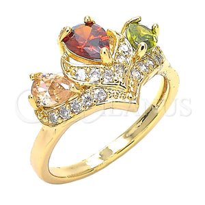 Gold Filled Ring — Multi Stone Ring Teardrop Design with Multicolor Cubic — main product view — SKU 131696 | Oro Laminado anillo — Multi Stone Ring Teardrop diseño with Multicolor Cubic — SKU 131696