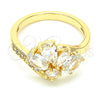Oro Laminado Multi Stone Ring, Gold Filled Style Teardrop Design, with White Cubic Zirconia, Polished, Golden Finish, 01.221.0008.08 (Size 8)