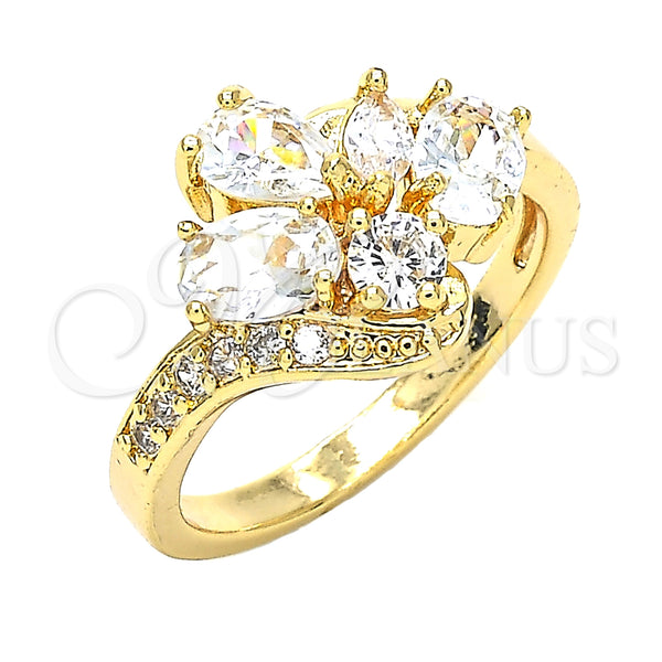 Gold Filled Ring — Multi Stone Ring Teardrop Design with White Cubic — main product view — SKU 131699 | Oro Laminado anillo — Multi Stone Ring Teardrop diseño with blanco Cubic — SKU 131699