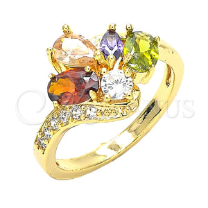 Gold Filled Ring — Multi Stone Ring Teardrop Design with Multicolor Cubic — main product view — SKU 131701 | Oro Laminado anillo — Multi Stone Ring Teardrop diseño with Multicolor Cubic — SKU 131701