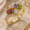 Oro Laminado Multi Stone Ring, Gold Filled Style Teardrop Design, with Multicolor Cubic Zirconia, Polished, Golden Finish, 01.221.0008.1.08 (Size 8)