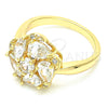 Oro Laminado Multi Stone Ring, Gold Filled Style Flower and Teardrop Design, with White Cubic Zirconia, Polished, Golden Finish, 01.221.0009.07 (Size 7)