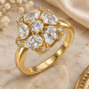 Oro Laminado Multi Stone Ring, Gold Filled Style Flower and Teardrop Design, with White Cubic Zirconia, Polished, Golden Finish, 01.221.0009.07 (Size 7)