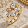 Oro Laminado Multi Stone Ring, Gold Filled Style Teardrop Design, with White Cubic Zirconia, Polished, Golden Finish, 01.221.0010.06 (Size 6)