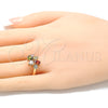 Oro Laminado Multi Stone Ring, Gold Filled Style Teardrop Design, with Multicolor Cubic Zirconia, Polished, Golden Finish, 01.221.0010.1.07 (Size 7)