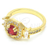 Oro Laminado Multi Stone Ring, Gold Filled Style with Garnet and White Cubic Zirconia, Polished, Golden Finish, 01.221.0013.08 (Size 8)