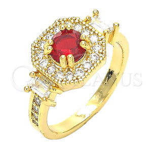Gold Filled Ring — Multi Stone Ring with Garnet and White Cubic — main product view — SKU 131735 | Oro Laminado anillo — Multi Stone Ring with Garnet and blanco Cubic — SKU 131735