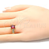 Oro Laminado Multi Stone Ring, Gold Filled Style with Garnet and White Cubic Zirconia, Polished, Golden Finish, 01.221.0014.2.07 (Size 7)