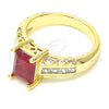 Oro Laminado Multi Stone Ring, Gold Filled Style with Garnet and White Cubic Zirconia, Polished, Golden Finish, 01.221.0014.2.07 (Size 7)