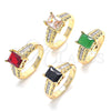 Oro Laminado Multi Stone Ring, Gold Filled Style with Garnet and White Cubic Zirconia, Polished, Golden Finish, 01.221.0014.2.08 (Size 8)