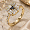 Oro Laminado Multi Stone Ring, Gold Filled Style with Black and White Cubic Zirconia, Polished, Golden Finish, 01.221.0015.2.07 (Size 7)