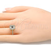 Oro Laminado Multi Stone Ring, Gold Filled Style Baguette Design, with Black and White Cubic Zirconia, Polished, Golden Finish, 01.221.0015.2.08 (Size 8)
