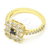 Oro Laminado Multi Stone Ring, Gold Filled Style Baguette Design, with Black and White Cubic Zirconia, Polished, Golden Finish, 01.221.0015.2.08 (Size 8)