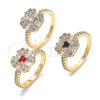 Oro Laminado Multi Stone Ring, Gold Filled Style Baguette Design, with Black and White Cubic Zirconia, Polished, Golden Finish, 01.221.0015.2.08 (Size 8)